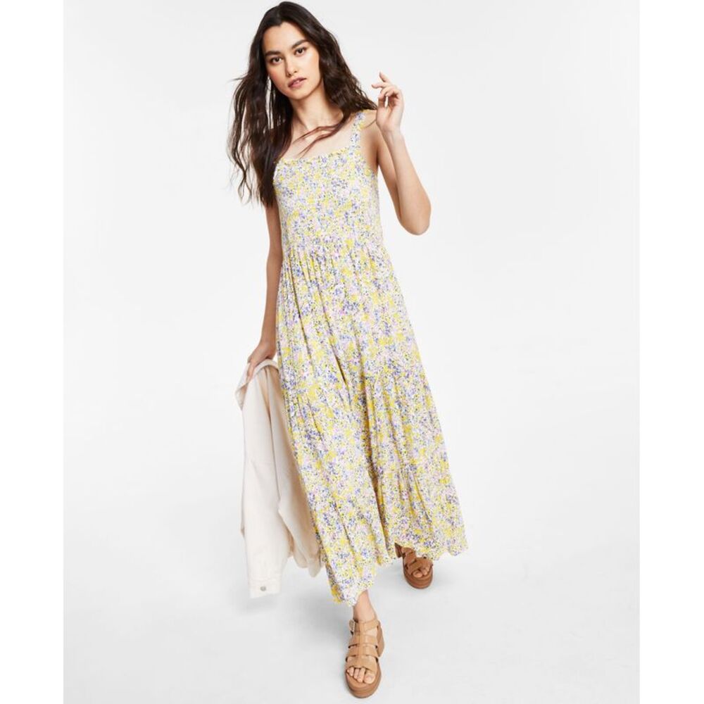 Black Tape Smocked Floral Print Maxi Dress